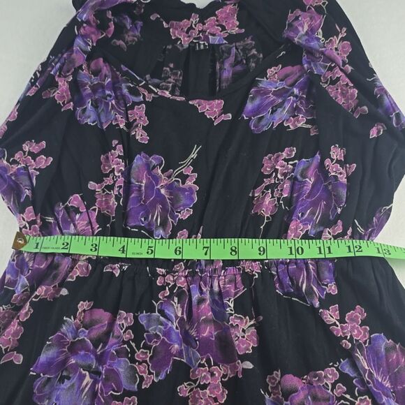 Free People -633 Sleeveless Floral Tunic Top Black Purple Small - Picture 8 of 9